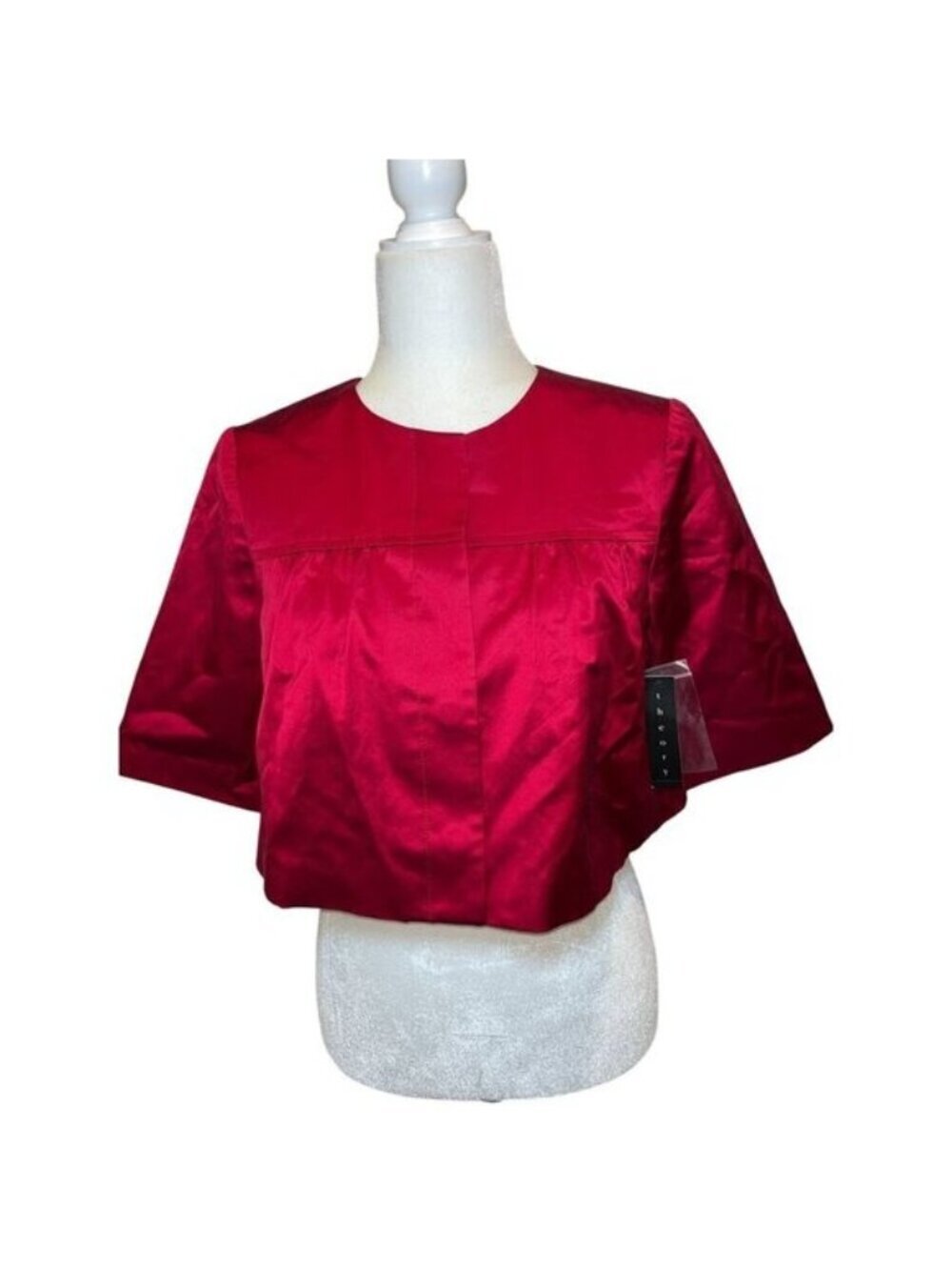 NWT Theory Crimson Tilford Tuxedo Silk Blend Cropped Jacket 3/4 Sleeves Womens M